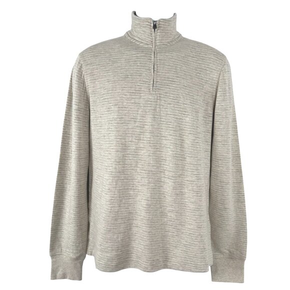 J. Crew Double Knit Half Zip Pullover Mens Small Beige Cotton NWT TP-3499 - Picture 3 of 11